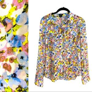 Ann Taylor floral print long sleeve shirt size 0